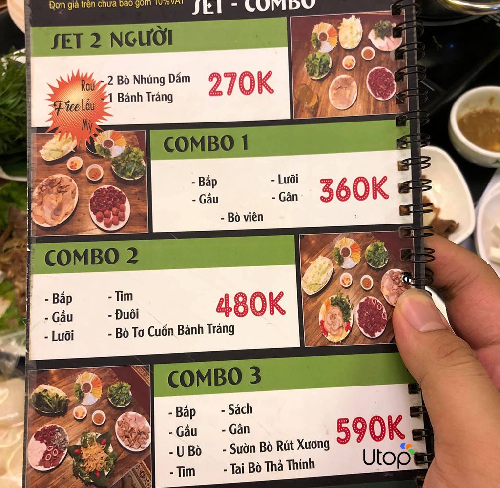 Menu lẩu bò nhúng dấm 275