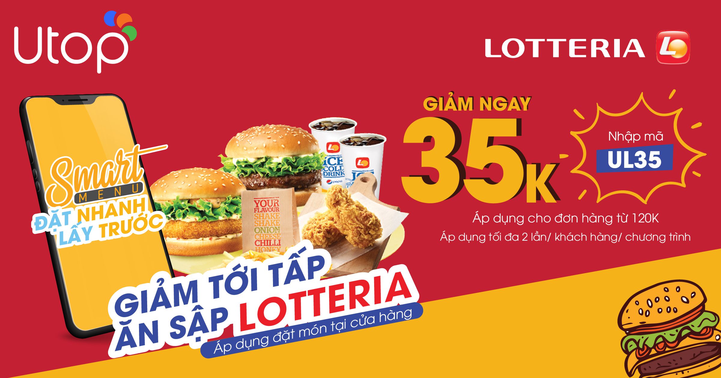 Khuyến mãi Lotteria trên ứng dụng Utop