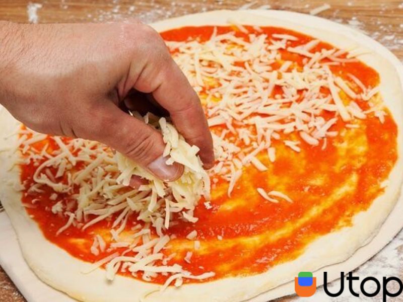 Bước 4: Nướng bánh pizza với đế sẵn