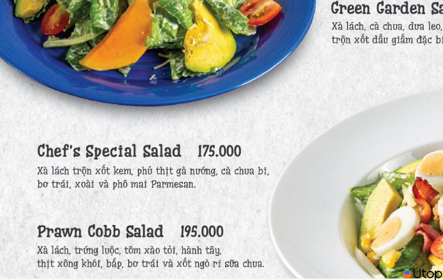 Thực đơn đẹp tại Al Fresco's