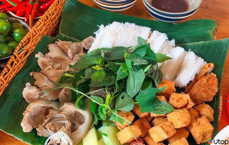 Bún tôm và tương đậu chanh